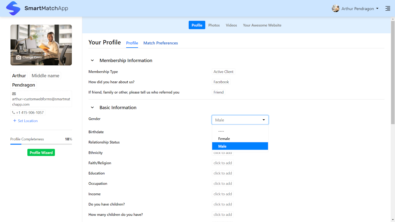 Quick peak at the client interface, after creating a password and accepting your terms and conditions, your clients can review their own profiles and update all the information