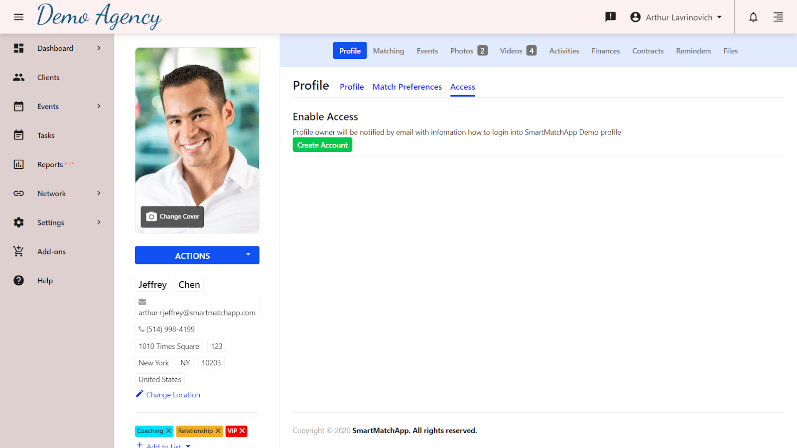 Enabling access for clients screenshot