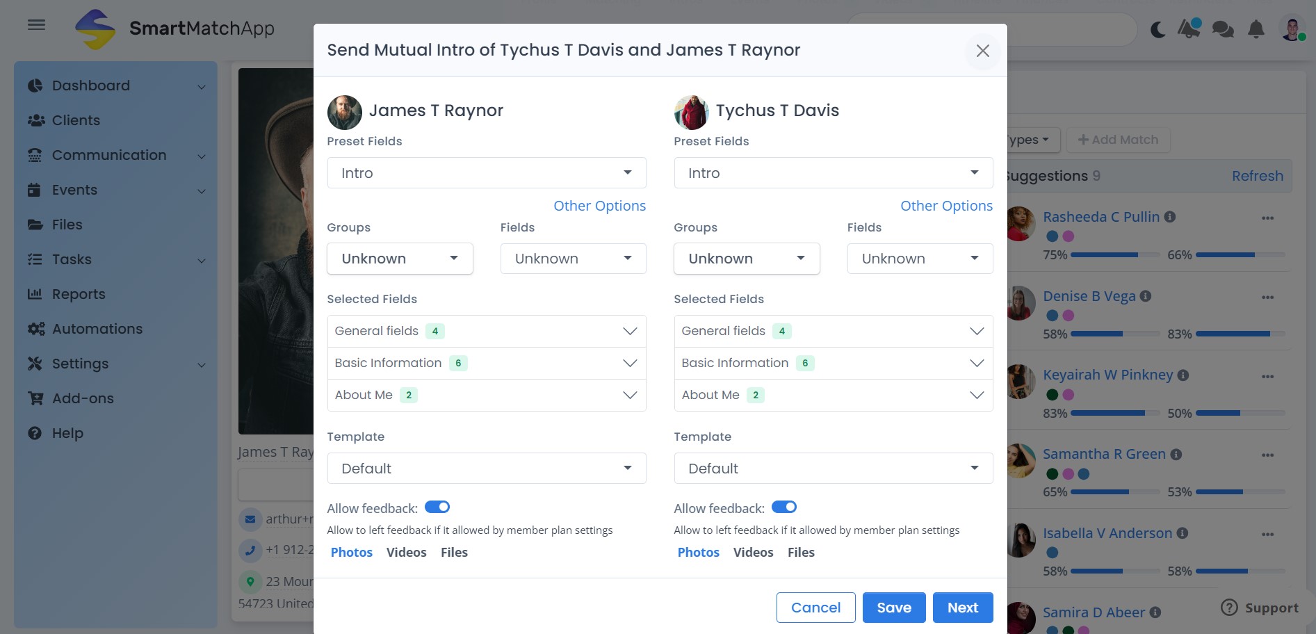 Picture showing matchmaking and introduction technology that is allowing a person to send introduction email more efficiently