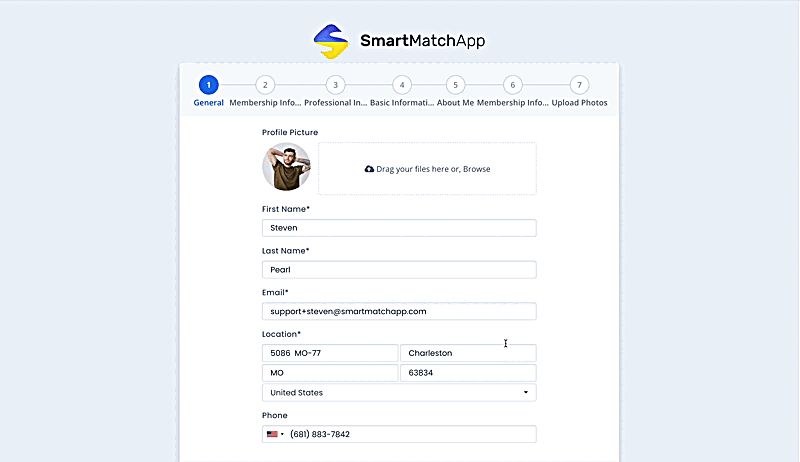 smartmatchapp request profile update location fields