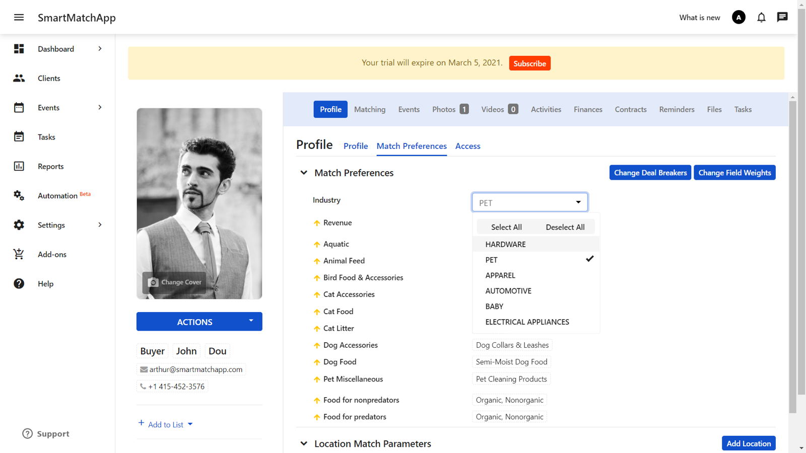 Conditional matching allows to create custom dropdown fields