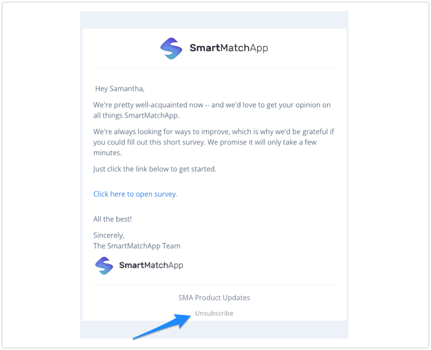 SmartMatchApp - Email Unsubscribe feature