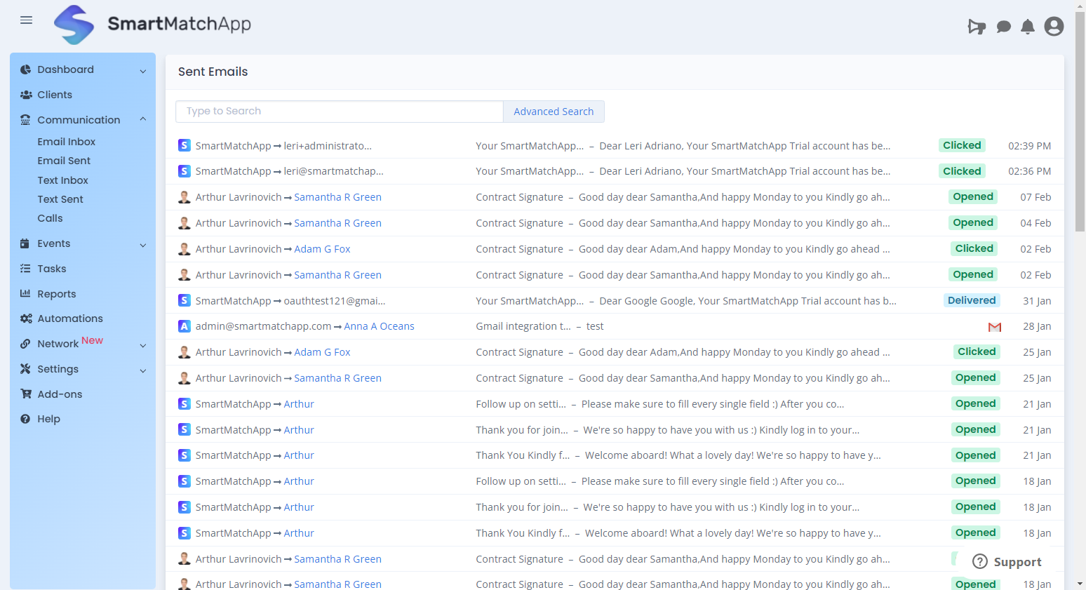 As for the emails you&rsquo;ve sent, they are synced in the subsection called Email Sent. One great thing about this feature is that it actually shows you the status of the email that you&rsquo;ve sent &ndash; whether they&rsquo;ve already opened your email or not. It also shows you a timestamp when the email was sent from your end.