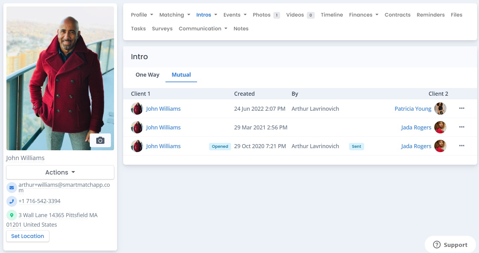 tracking mutual introduction process in smartmatchapp