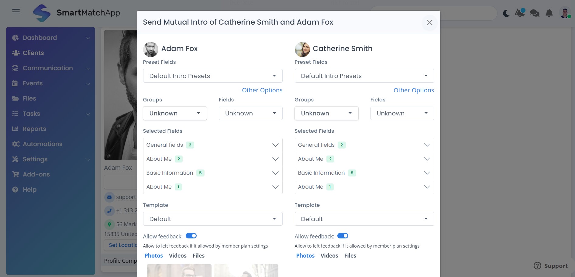 Image showing mutual introduction sent to both members from peer support group, using SmartMatchApp