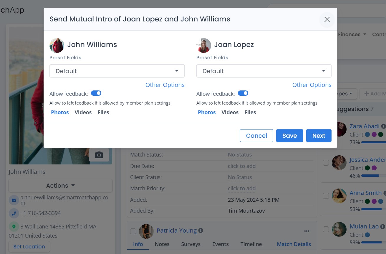 introducing two people with smartmatchapp