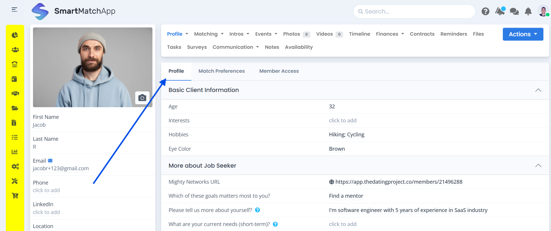 Profile fields describe who are your clients 