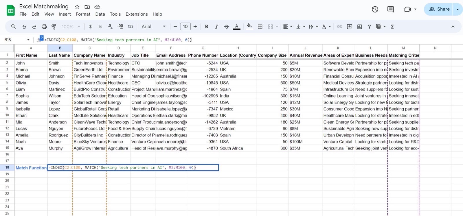 Usando a função match do excel no banco de dados de matchmaking