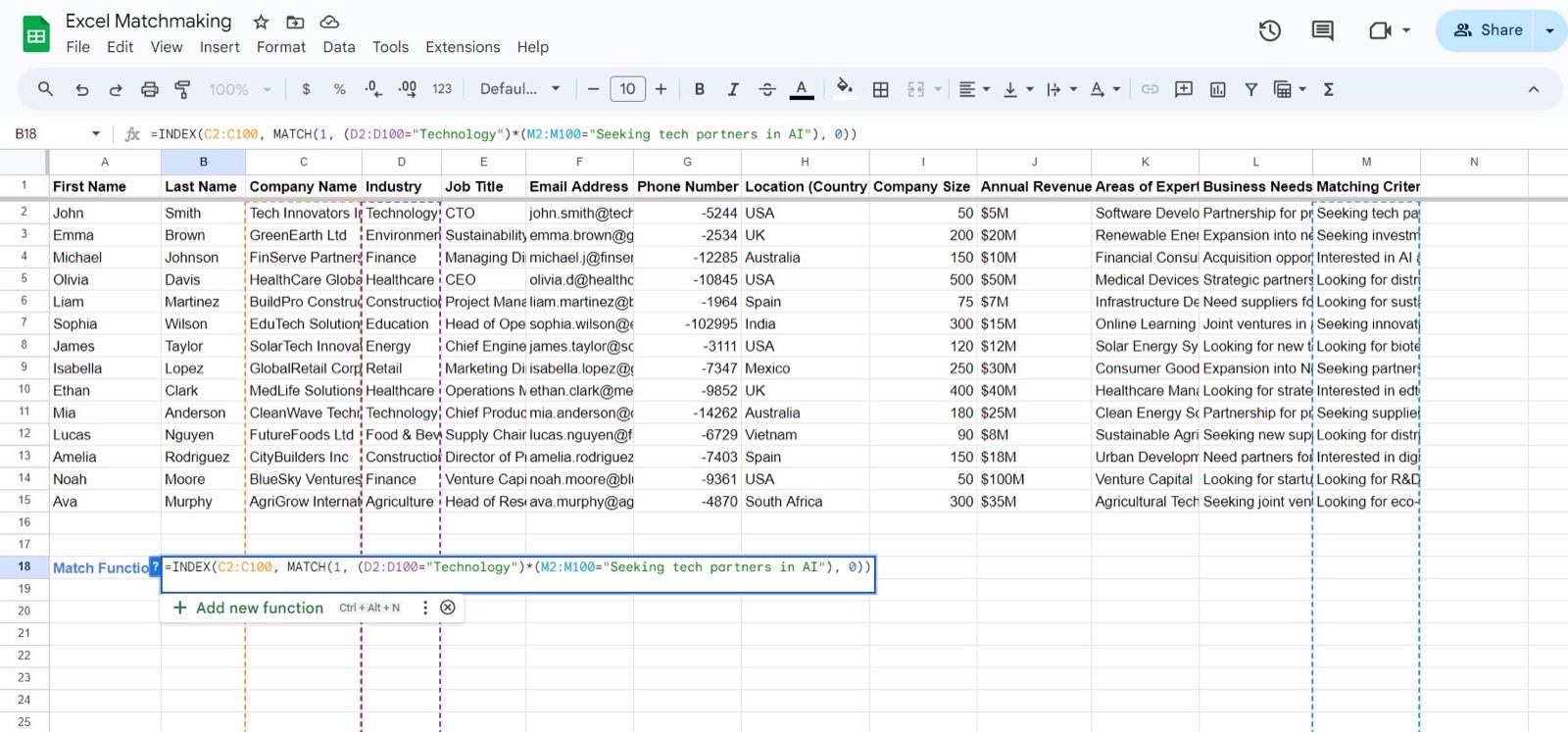 Usando a função match para combinar múltiplos critérios no banco de dados do excel