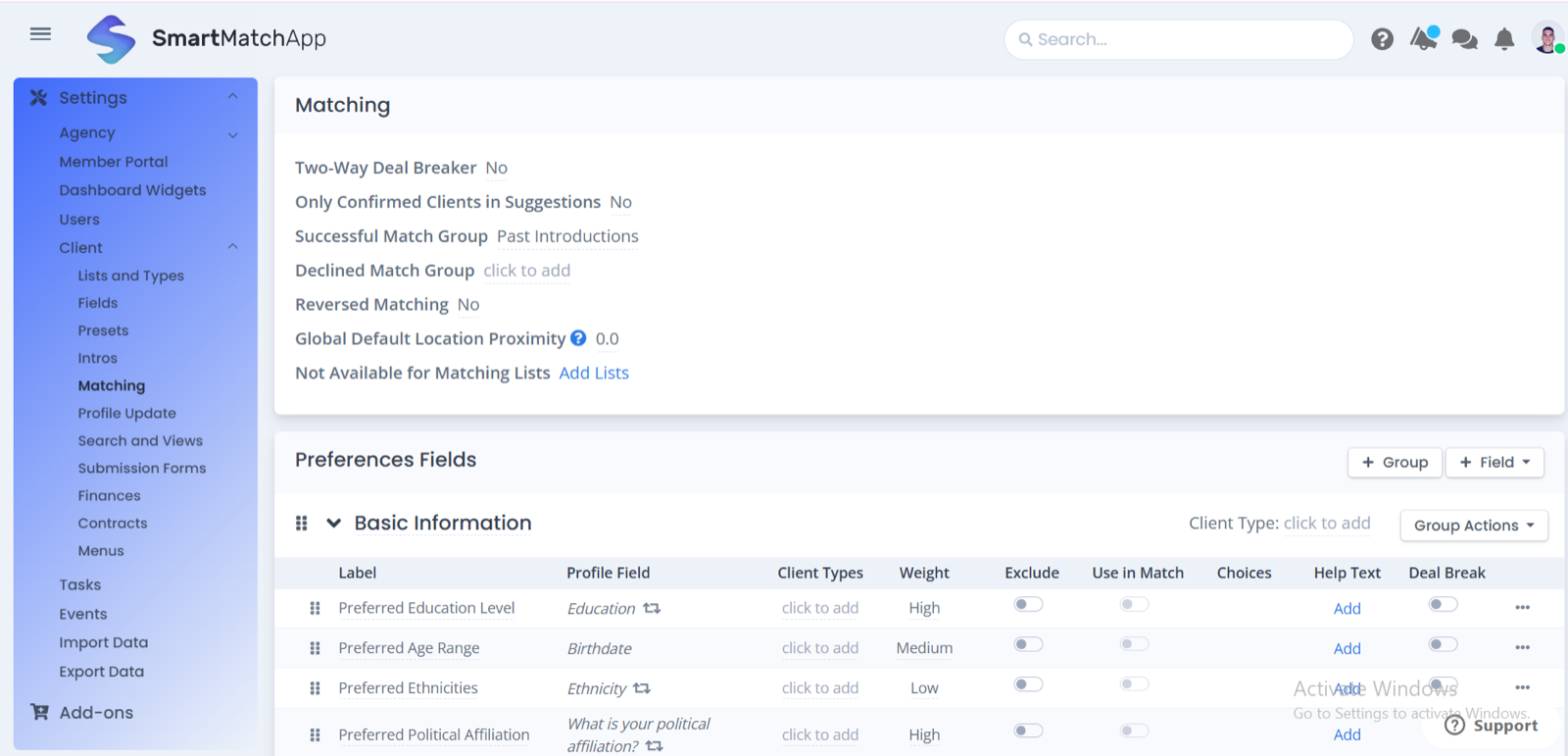 SmartMatchApp offers customizable matching criteria