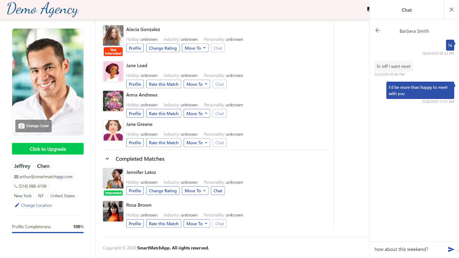 Clients can chat with one another screenshot